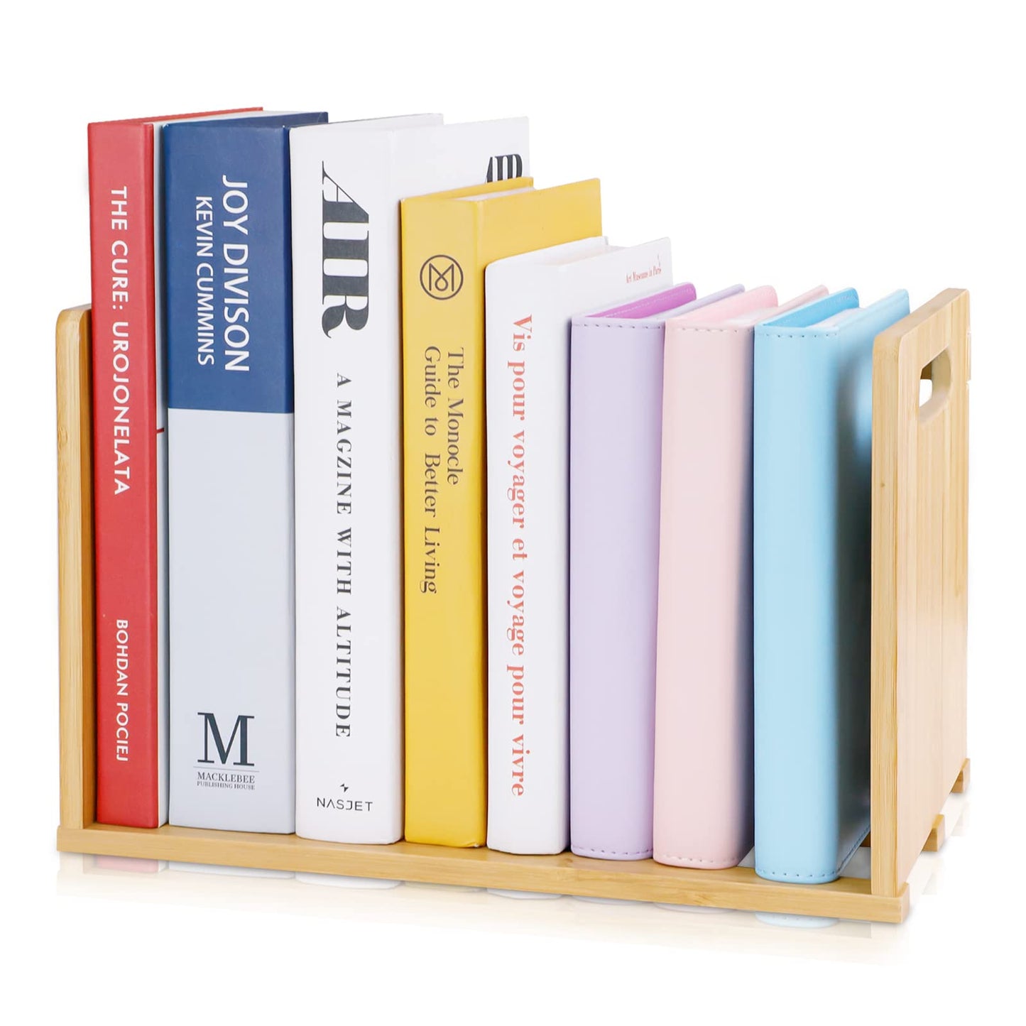 SHILIPAIJC Small Desktop Bookshelf with Carry Handles, Countertop Bookcase