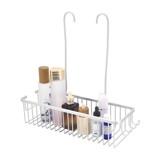 MoYouno Shower Caddy Hanging Organiser Storage,Bathroom Storage Basket, Shower Basket with Hooks, No Drilling, Shampoo Holder, Soap Holder for Bath