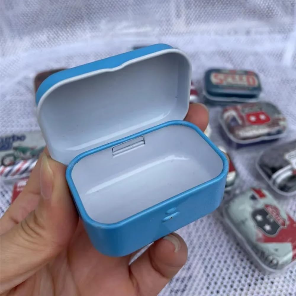 CCUUHJ 8 Pack Rectangular Small Metal Hinged Tins - Empty, Basic Necessities Tins for Candies, Jewelry - 6X4X2.5 CM (Lemon)