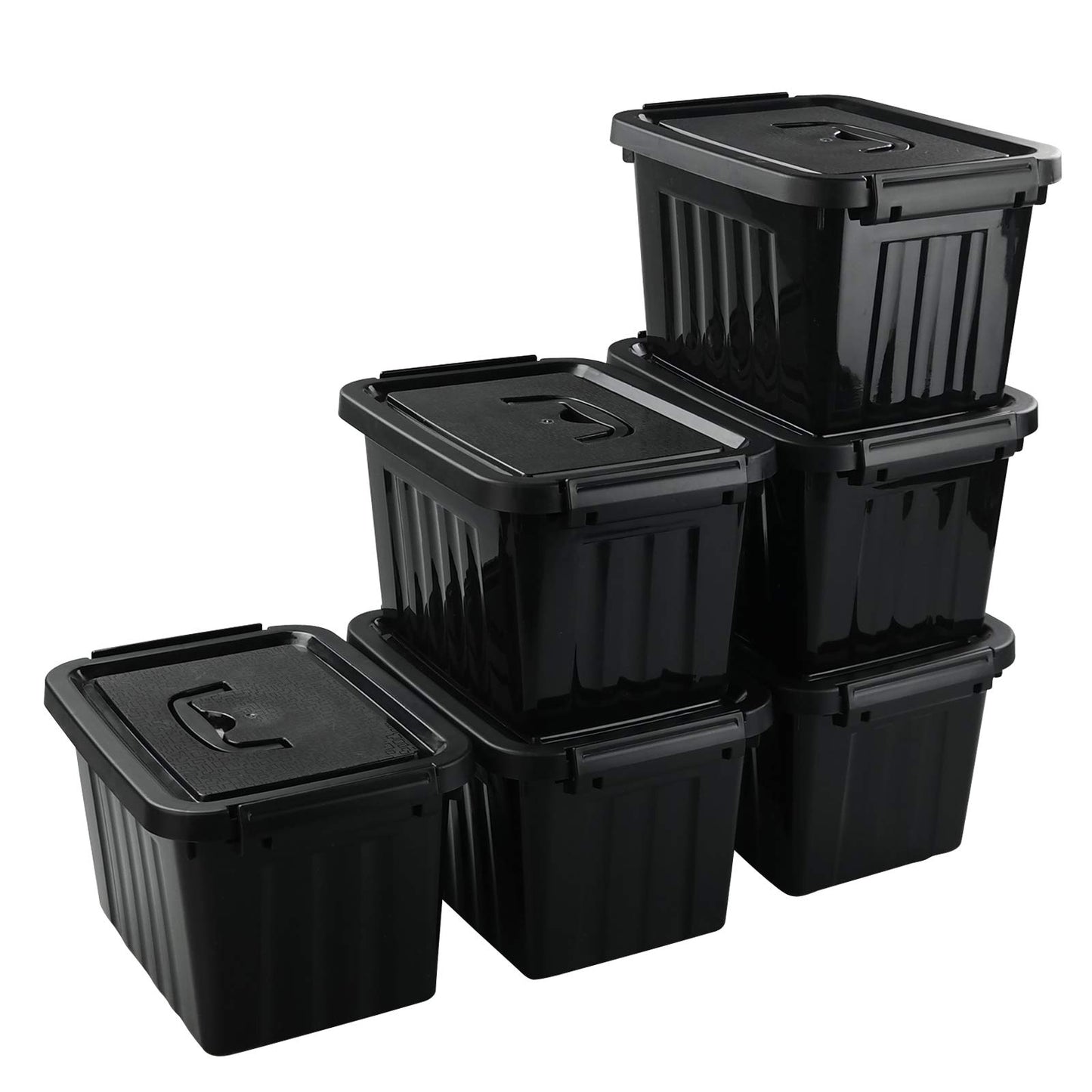 Uumitty 6 Packs 6 L Small Plastic Storage Box with Lid, Black