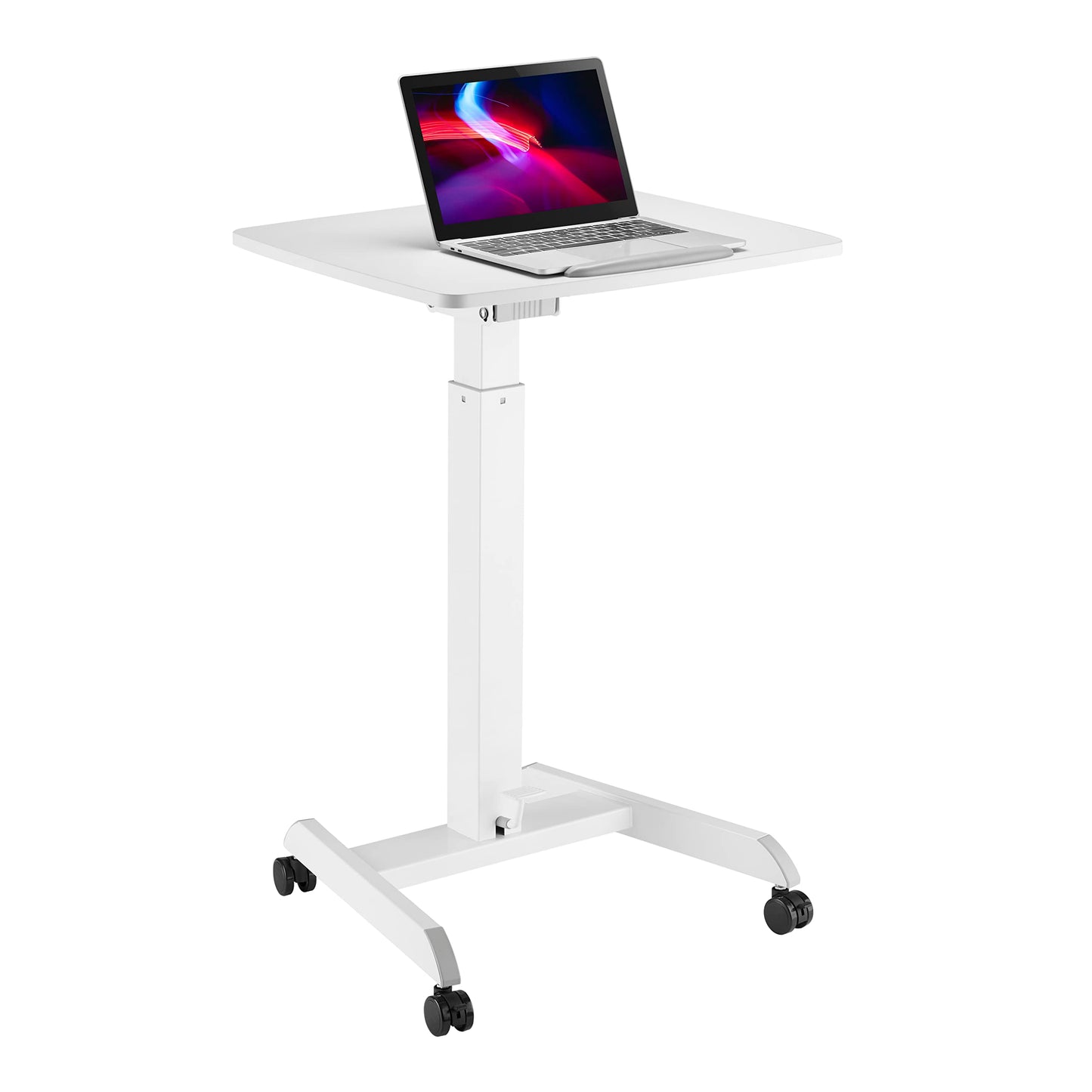 Properav Mobile Sit-Stand Tilting Desk Workstation 600x520mm Gas Spring Height Adjust 758-1128mm with Pedal for Windows & Mac Laptops inc Dell, BenQ