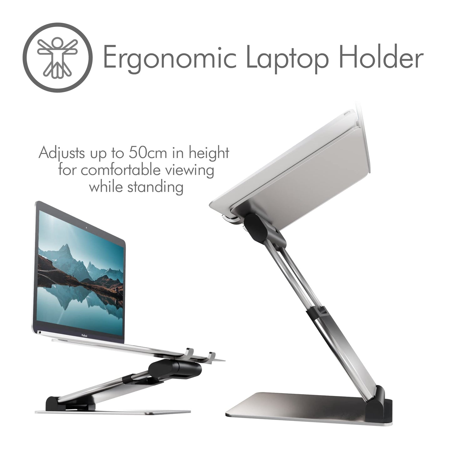 Desire2 Supreme Sit-Stand Laptop Stand | Adjustable Laptop Stand for Desk | Ergonomic Laptop Holder with Quick Release