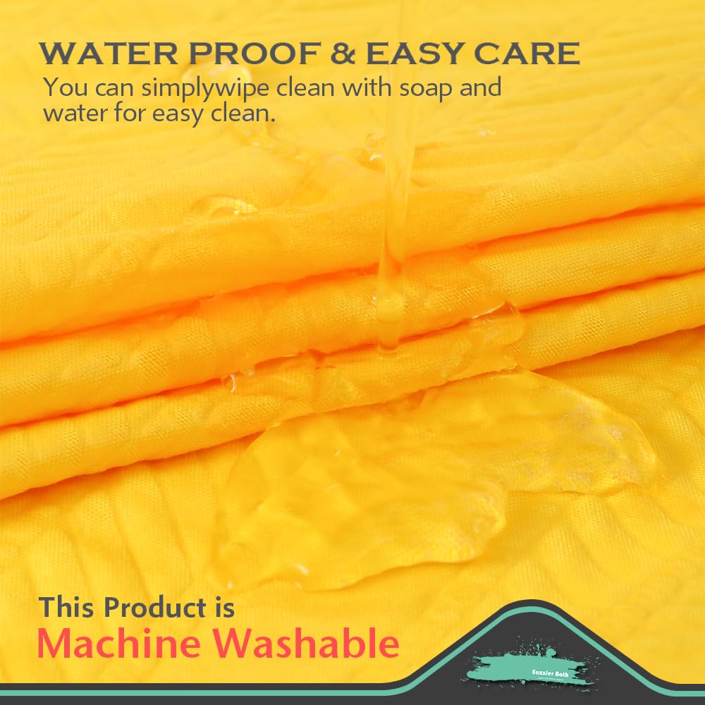 Eazzier Bath Yellow Fabric Shower Curtain or Liner - Leaf Weave Textured Thin Cloth Shower Curtains for Bathroom