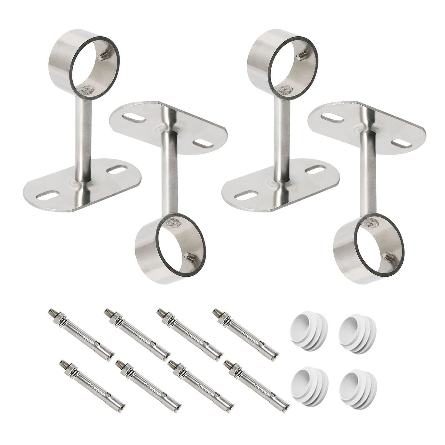 Ohamtes 4Pcs ID32mm(1-1/4"), L100mm, clothes rail mounting bracket, shower curtain closet tie rod support frame, curtain rod flange socket