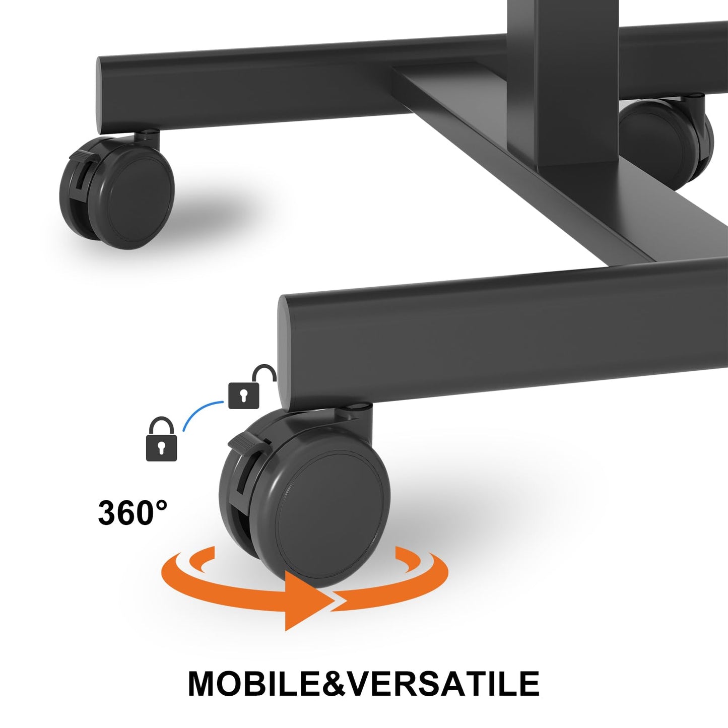 Gamork Mobile Desk on Wheels, Pneumatic Height Adjustable, Black