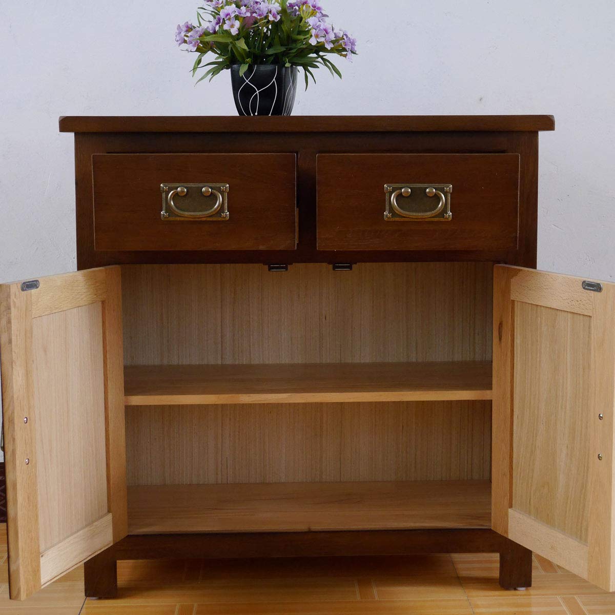 Aurotrice OAK Small Sideboard 75cm 2 Doors 2 Drawer Drawer Chest Mini Dining Sideboard Storage