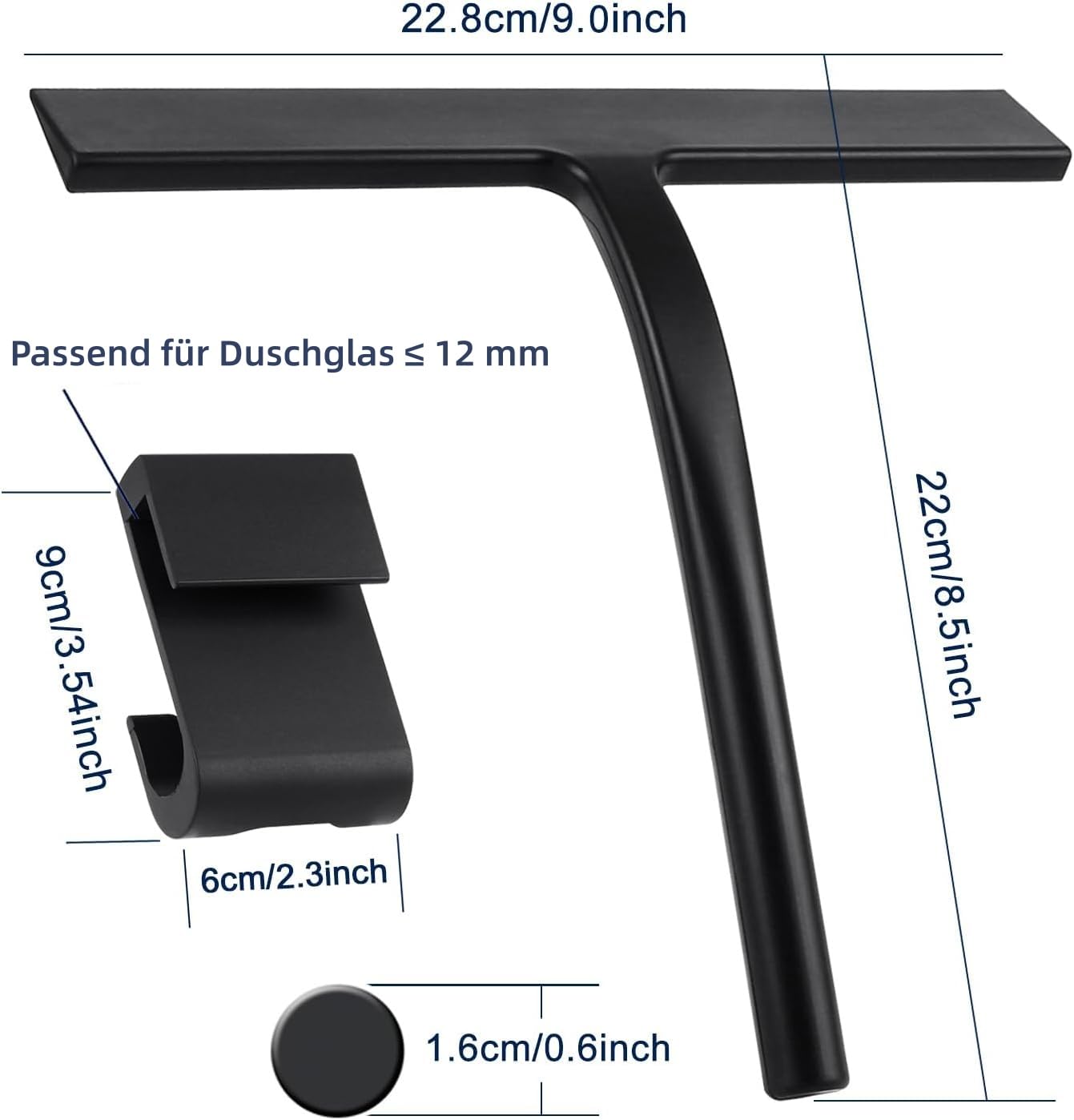 Shower Squeegee 23 cm with Holder