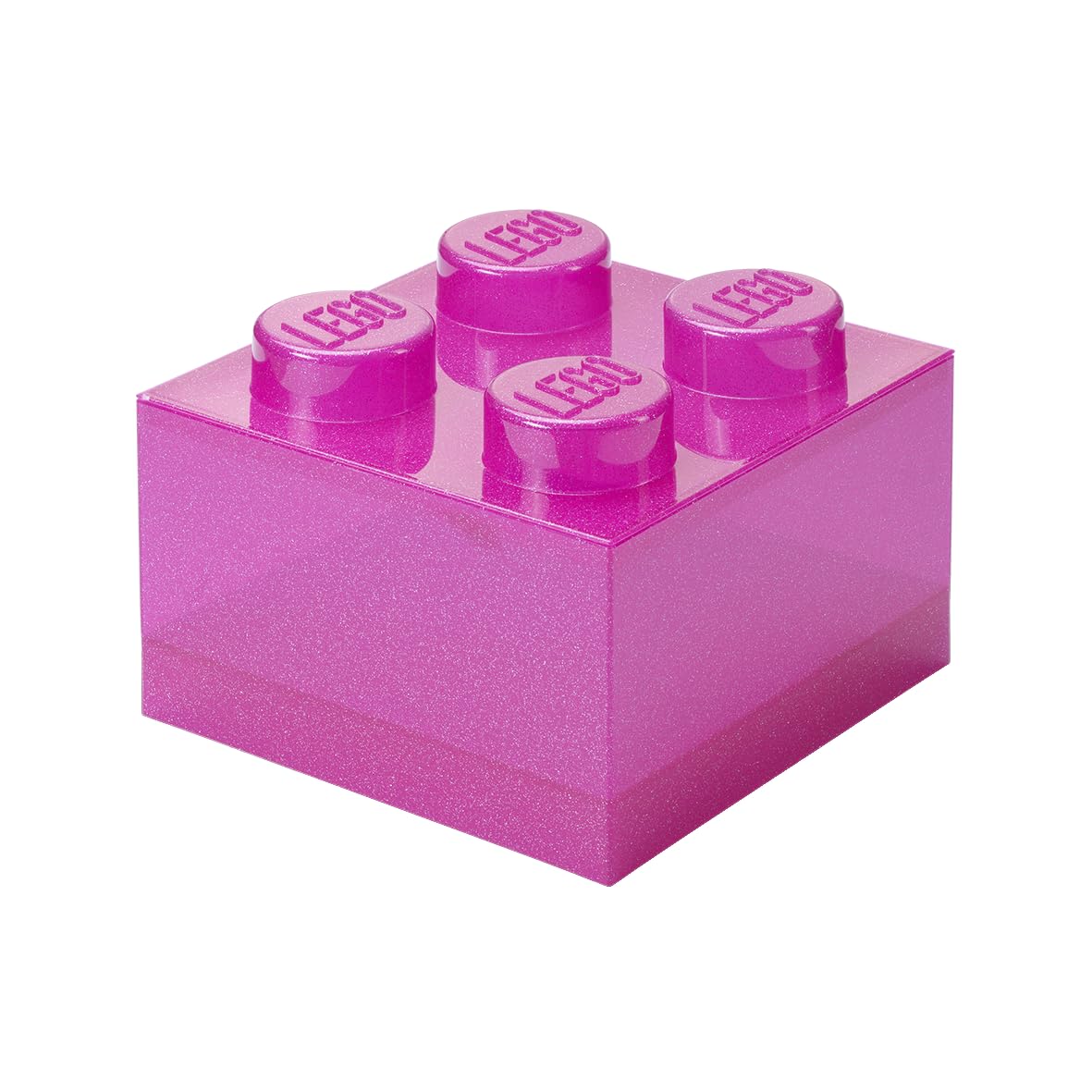 Room Copenhagen LEGO Storage Brick 4 Knobs Glitter Medium Violet - Stackable Plastic Storage Box with Lid for Kids and Adults Desk Organizer and Toy