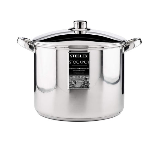 Stainless Steel Induction Stock Pot with Lid Large Deep Casserole Cooking Stockpot Mirror Polished Finish Soup Stew Home Brew Pot (28cm - 12.5 Litre)