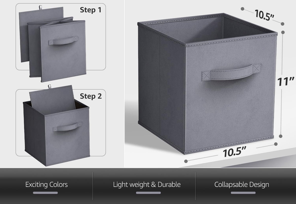 Sorbus Foldable Storage Cube Basket Bin 6 Pack Grey