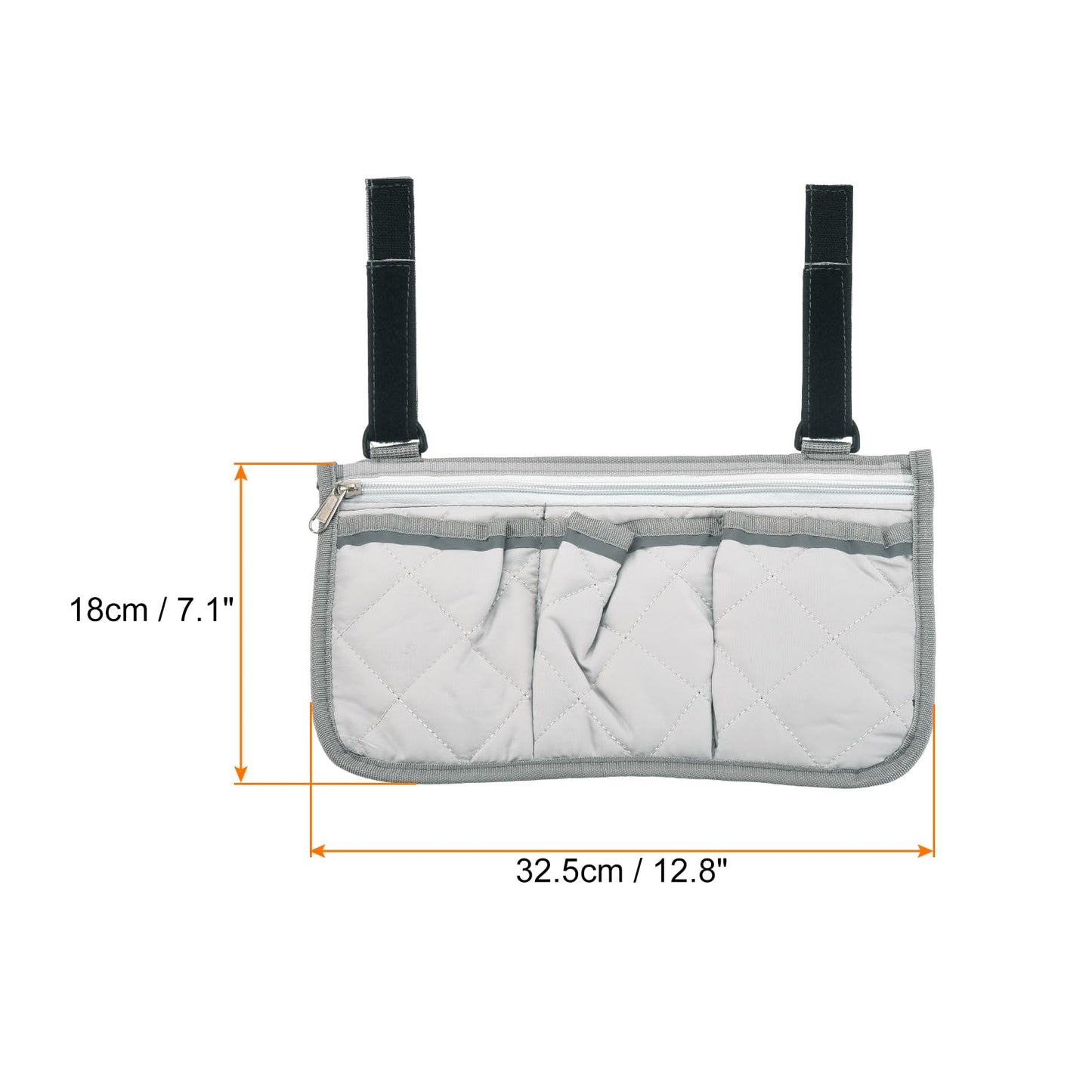 PATIKIL Beach Chair Armrest Bag, Waterproof Beach Chair Hanging Storage Pouch Arm Rest Magazine Snack Bag with 4 Pockets for Camping Outdoor, Grey