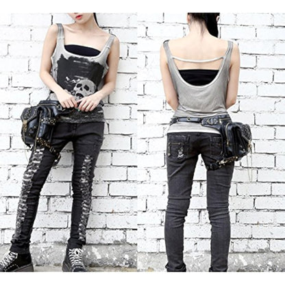 FiveloveTwo® Men Women Multi-Purpose Tactical Drop Leg Arm Bag Pack Hip Belt Waist Messenger Shoulder Fanny Packs Steampunk Bag Wallet Purse Pouch Bag