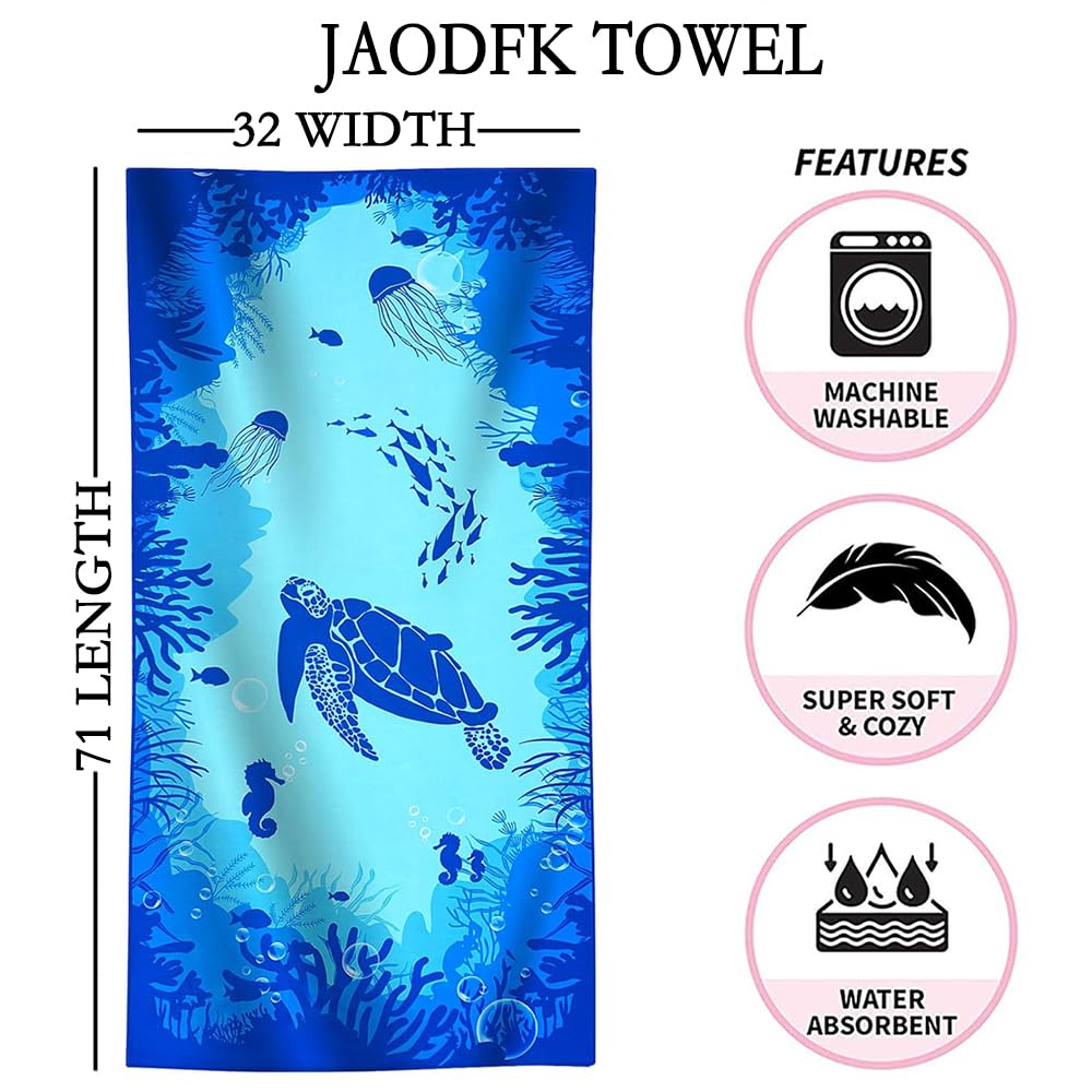 JAODFK Microfibre Beach Towel 71"X32" Quick Dry Lightweight Sand Free Large Thin Towels Travel Essentials For Adults Womens Swim Bath Accessories