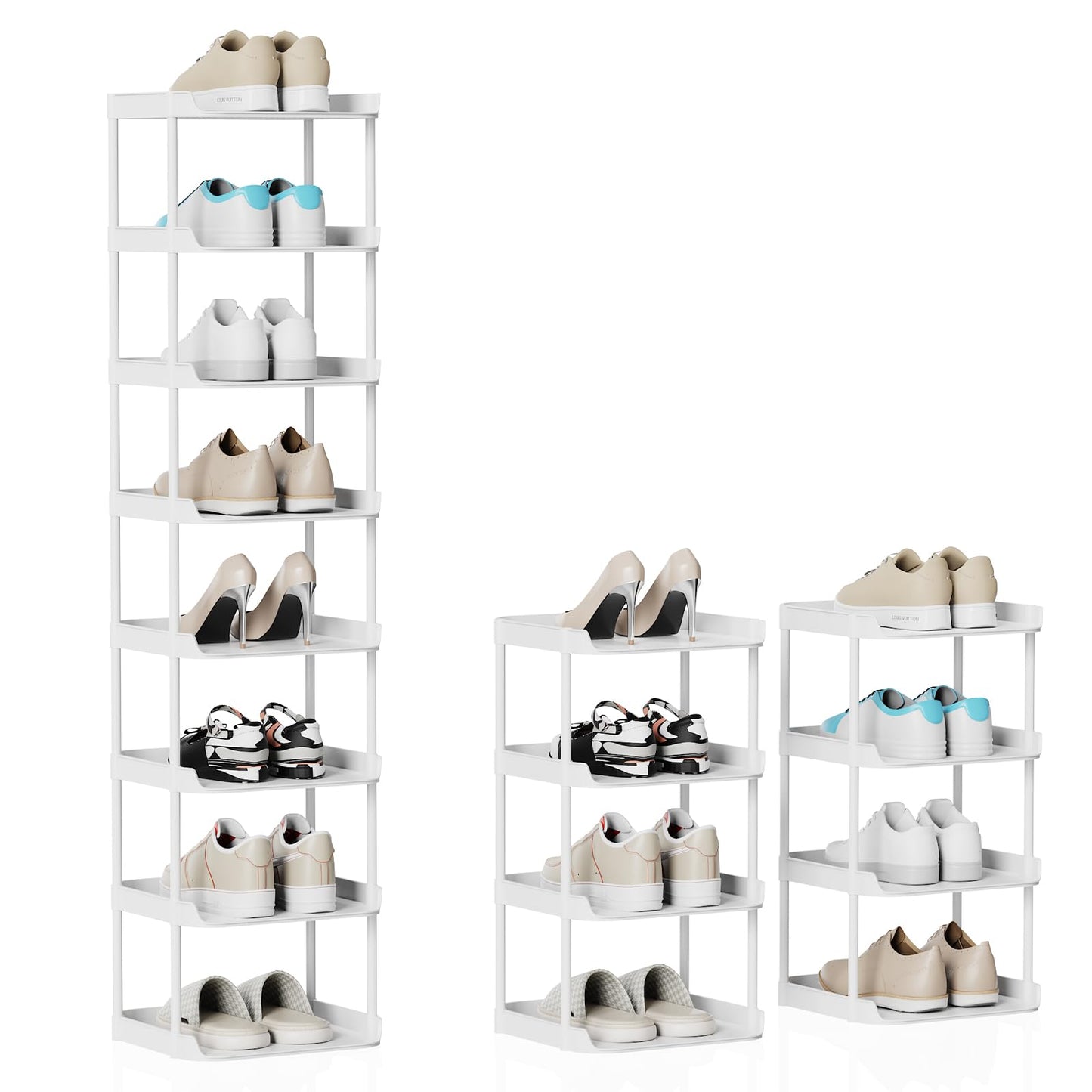 SZSHYNJ 8 Tier Single Row Tall Shoe Rack, Vertical Plastic Shoes Stand