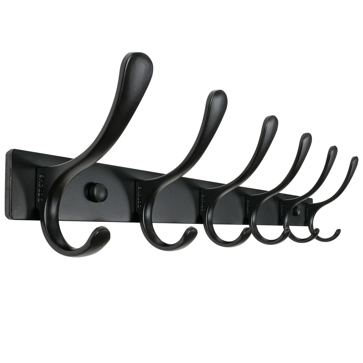 SKOLOO Coat Rack Wall Mounted - 6 Hooks, Heavy Duty, Stainless Steel, Metal Wall Coat Hanger, Sturdy Wall Hooks for Hanging Coat, Jacket, Clothes