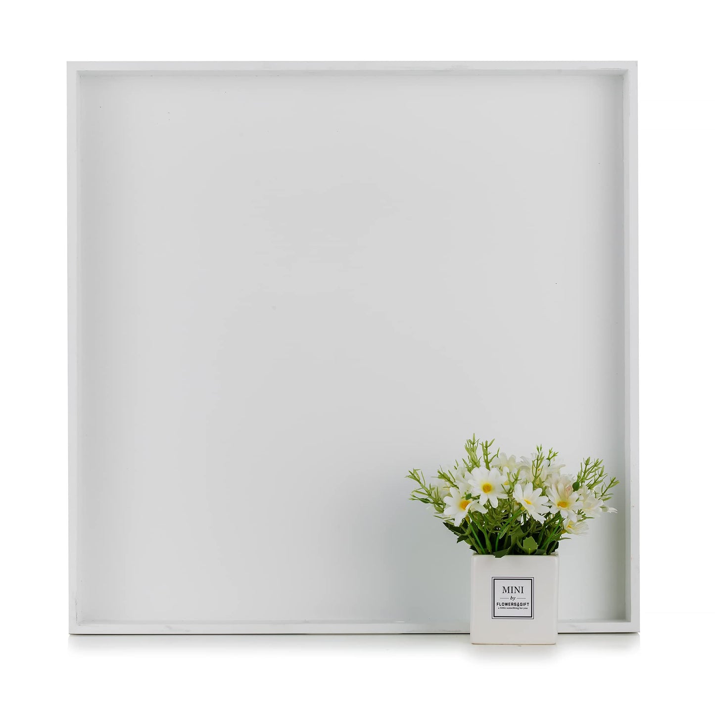 Hanobe Square Large Ottoman Tray: Modern Extra Large White Serving Decorative Trays with Cutout Handles for Living Room Coffee Table Home, 20"