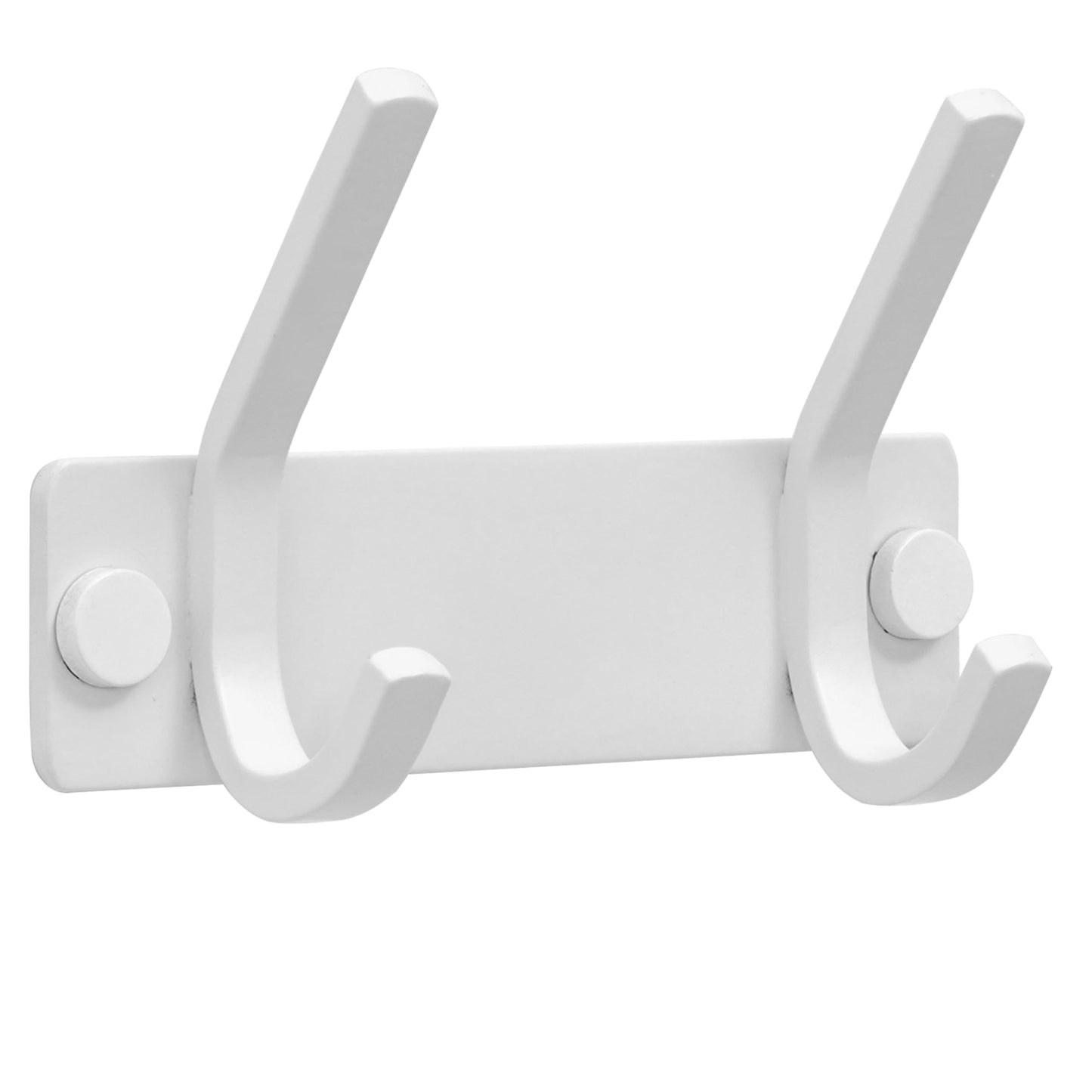HONSKY Wall Coat Rack, 12cm Towel Rack, Painted Metal Wall Coat Hanger with 2 Double Hooks (4 Single Hooks),for Hanging Coat, Hat, Bag, Towel