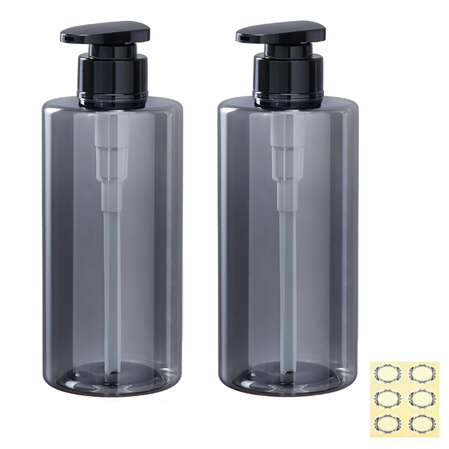 Apstaqeoo 2Pcs 500ml/17oz Empty Pump Bottle Dispensers - Refillable Plastic Shampoo Bottle Hand & Dish Soap Dispenser with pump