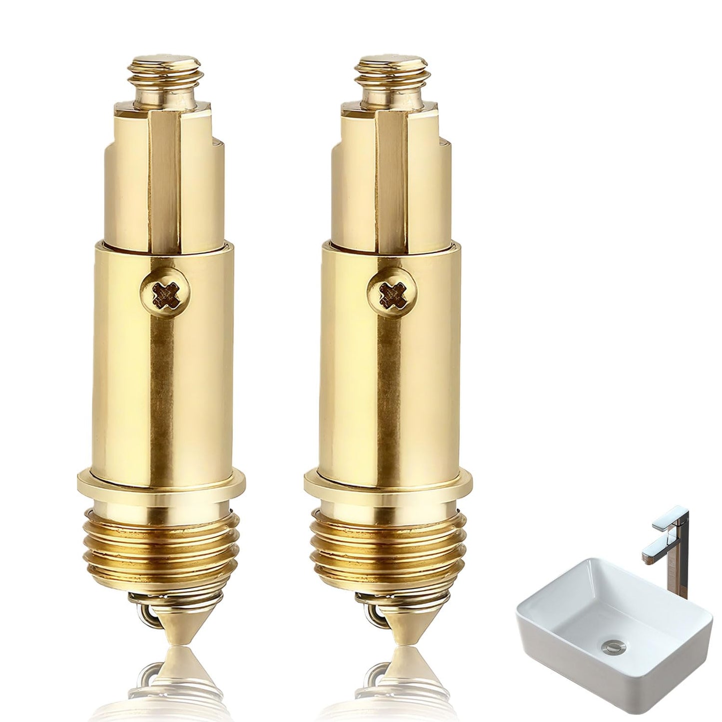 2Pcs Pop Up Click Clack Slotted Plug Bolt Assembly, Brass Plug Bolt Replacement, Internal Spring PlugBolt, for Most Sink Bath Tub Basin Drain Stopper