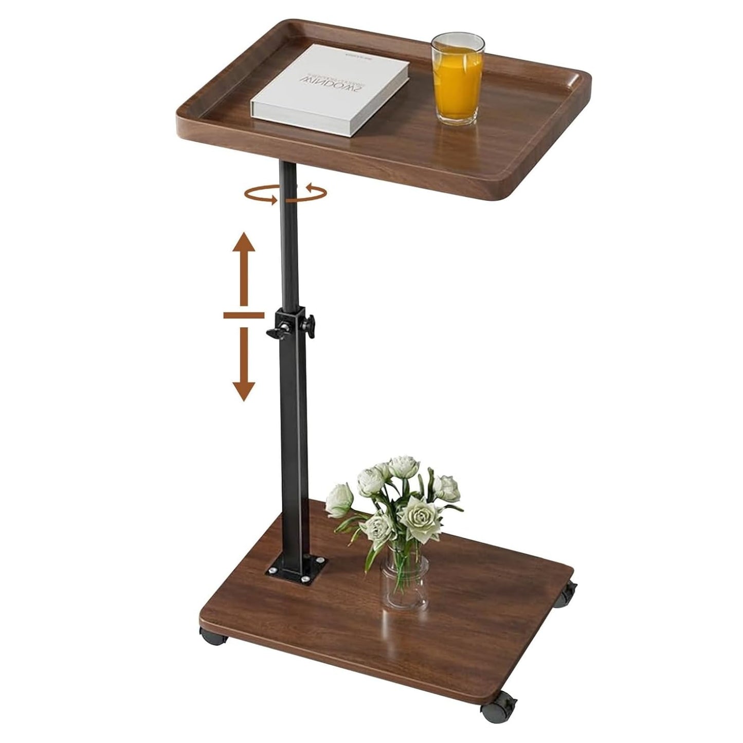 HaoXiao Futrue Adjustable Side Table Height Mobile Wooden Bed Side Tables 360° Rotate,Easy To Use Perfect for Relaxing Sofa Table