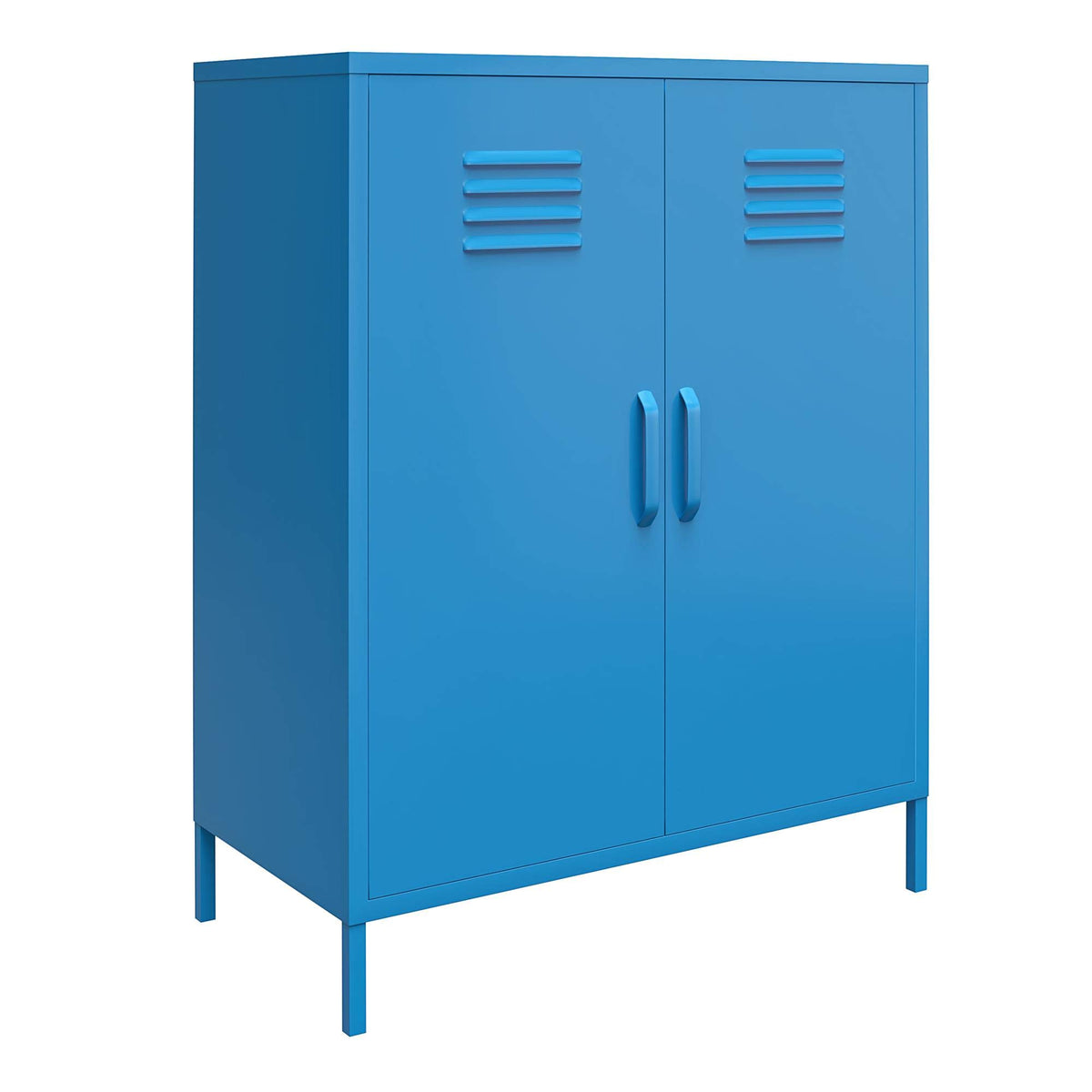 DHP Furniture Cache 2 Door Metal Locker Storage Cabinet Blue