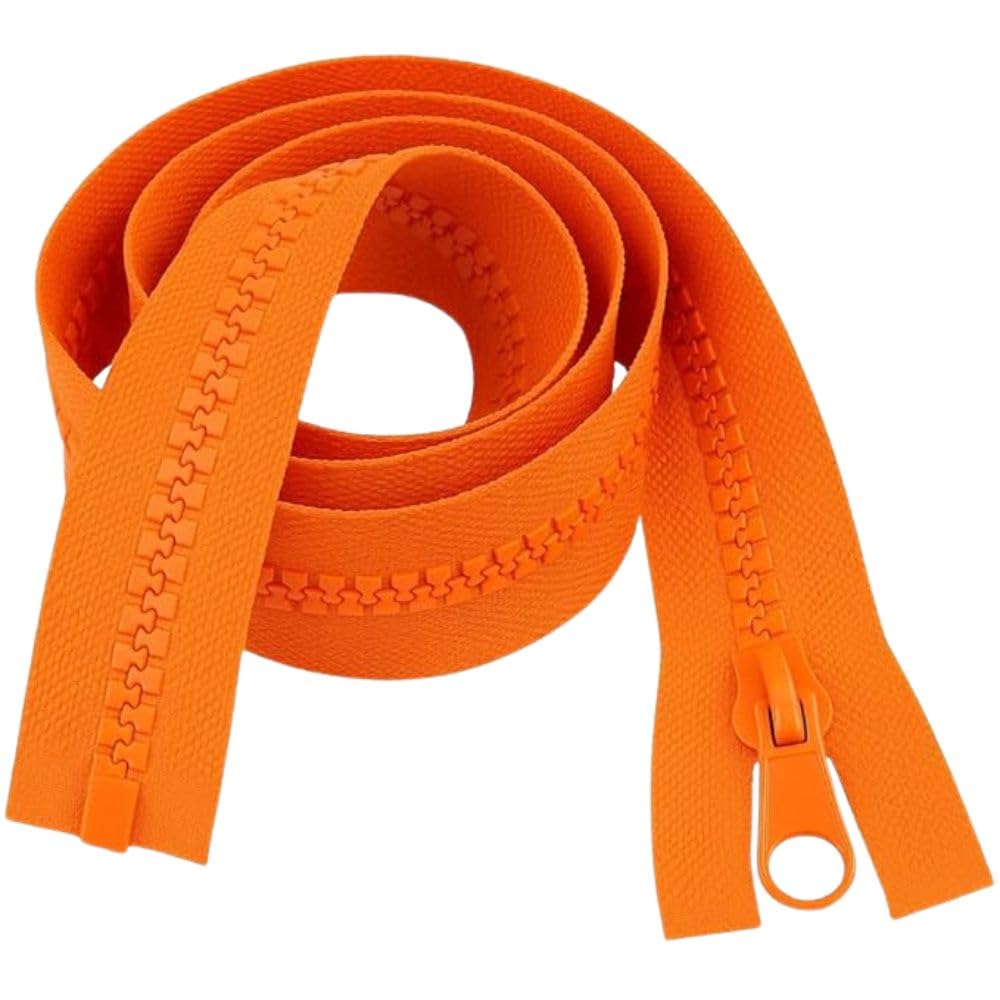 38" (96.5cm) Orange Chunky Zip - Heavy-Duty Open-Ended Separating
