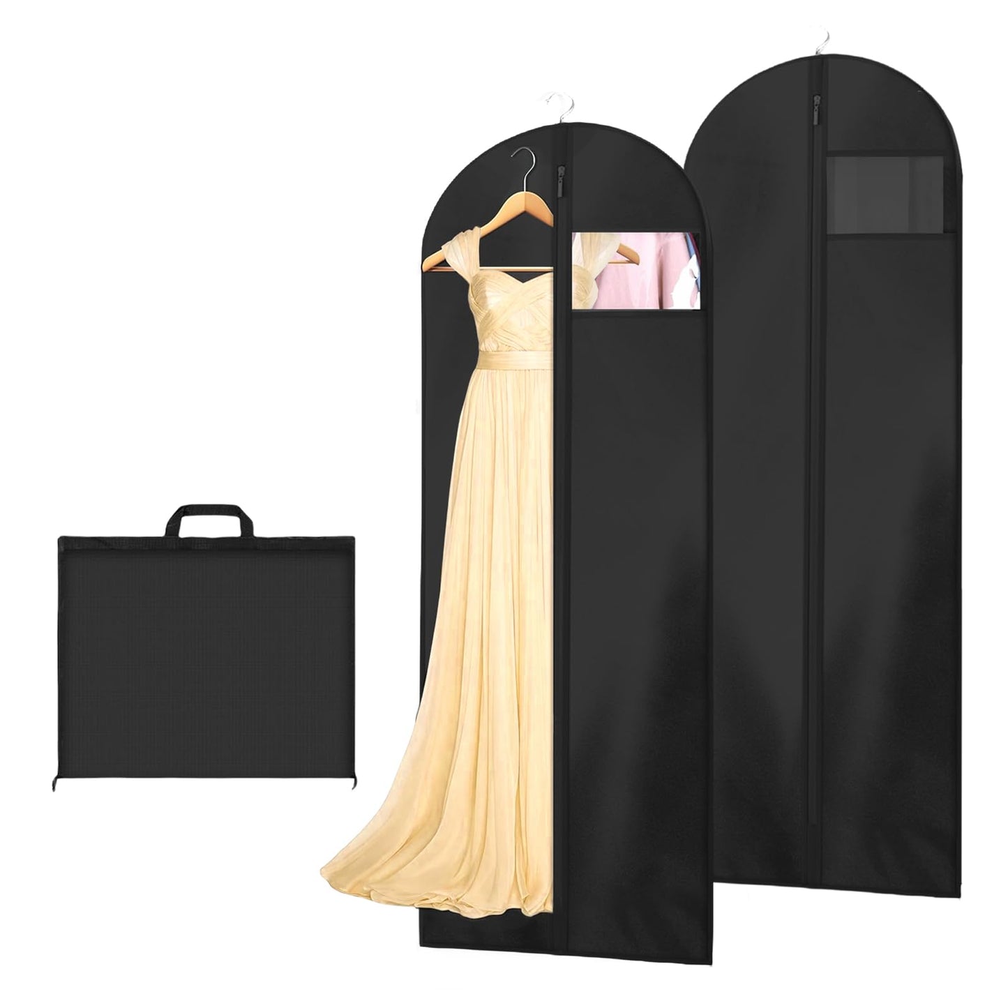 AMFUN 2 PCS Dress Bag,Full Length Travel Suit Bag with Zipper, Dust-proof Clothes Covers Protector Bags,Gown Garment Bag for Long Dresses, 180×60 cm