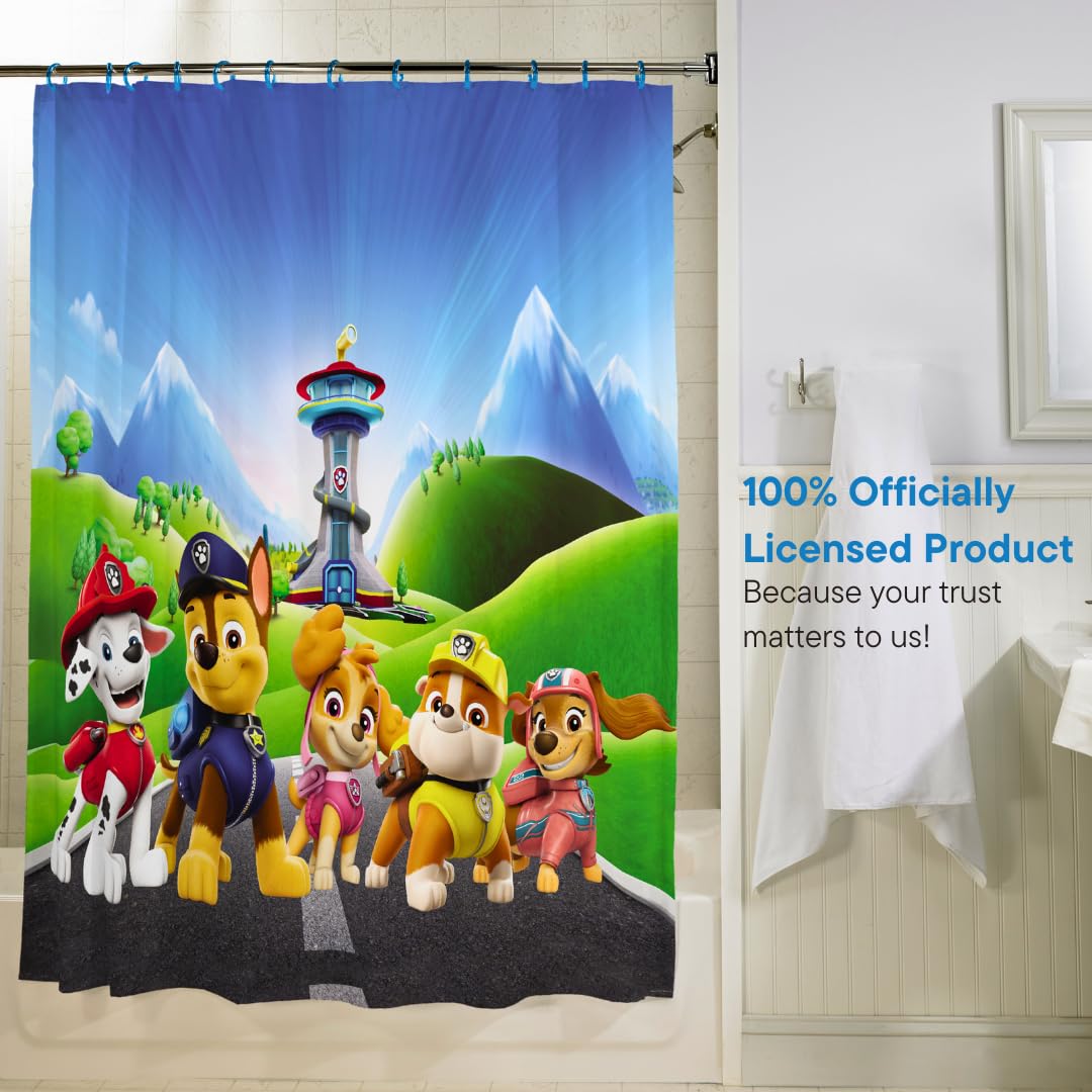 Franco Nickelodeon Paw Patrol 13 Piece Shower Curtain and Ring Set, (100% Officially Licensed Product)