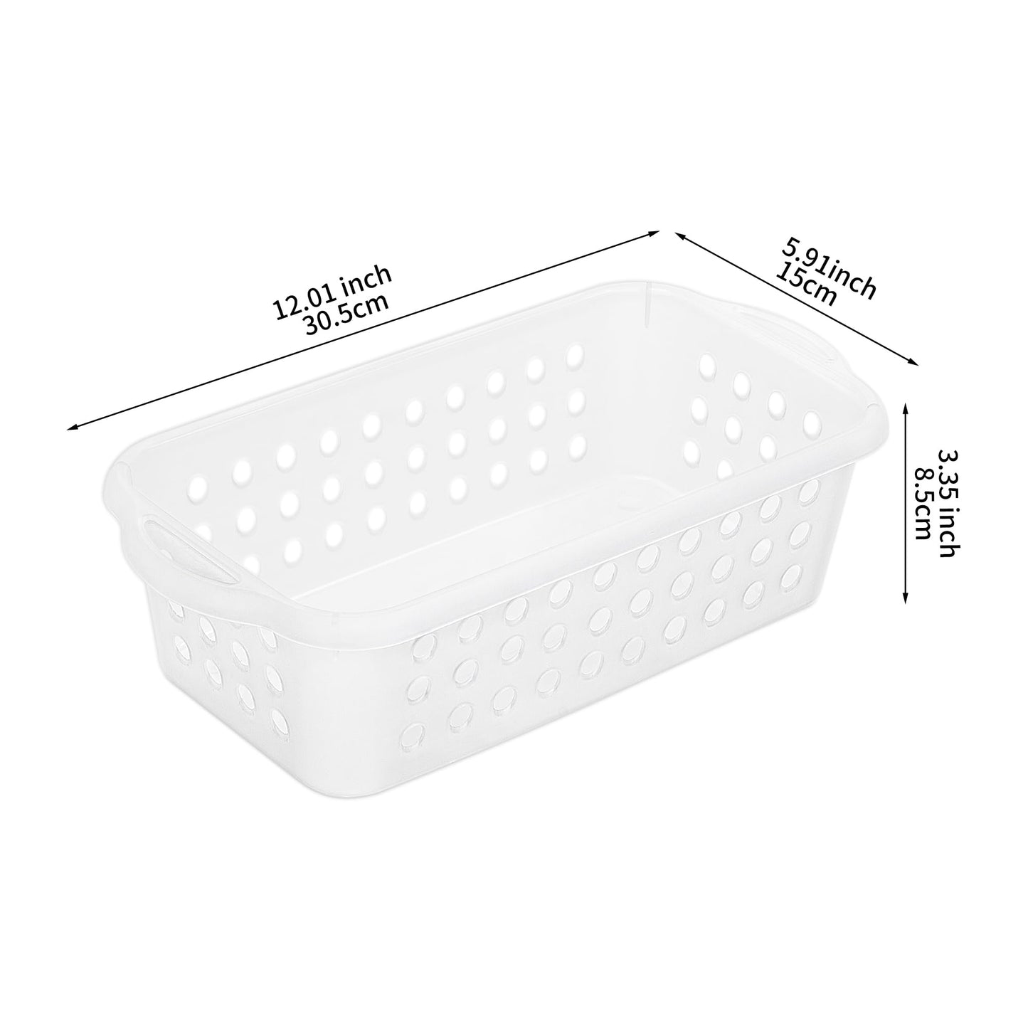 Cetomo Plastic Storage Baskets with Handle, Storage Boxes, Shelf Basket Organizer with Hole, Open Top Storage Bin for Shelves Home Kitchen Office