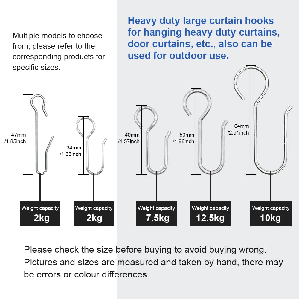 HLIWS 80 Pcs Curtain hanging hooks,for hanging shower curtains and curtains