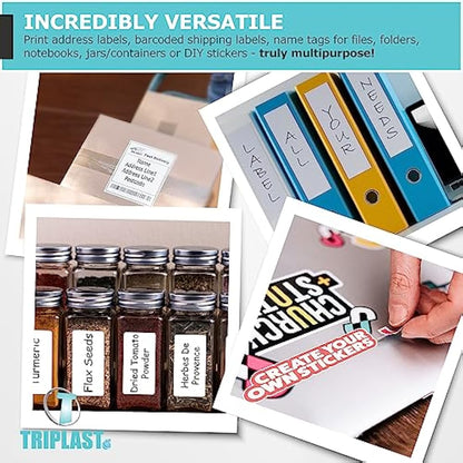 Triplast 50 x Multipurpose A4 Label Sheets - 14 Labels Per Sheet (99 x 38mm Each) - Easy Peel White Labels for Inkjet & Laser Printer - Address Labels, Shipping Labels, File Labels, DIY Stickers