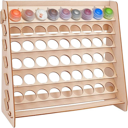 PH PandaHall Wooden Paint Organizer, 54 Holes Paint Rack Stand Craft Painting Storage Pigment Ink Bottle Paints Holder for Art Craft School Supplies