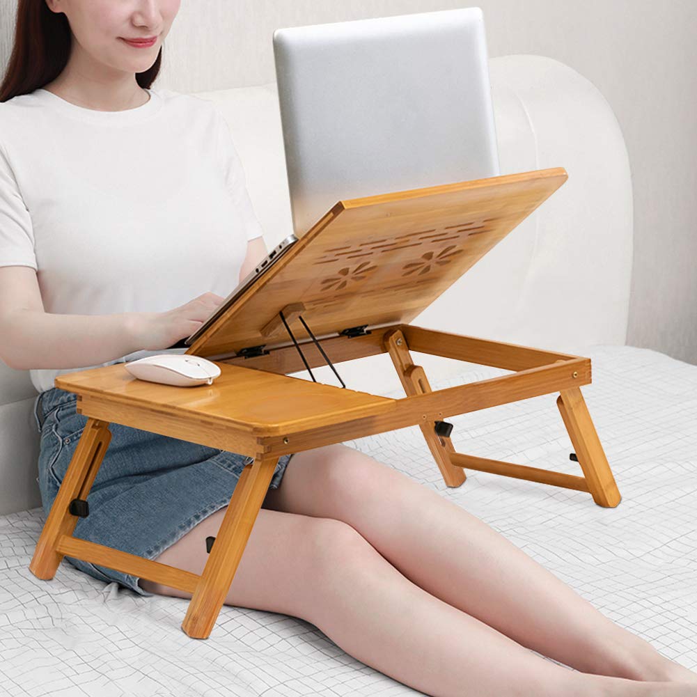 Laptop Desk Adjustable Portable Foldable Stand Tray Table Ergonomic Workstation for Bed Sofa Natural 20 x 50 x 30 cm 1 Pack