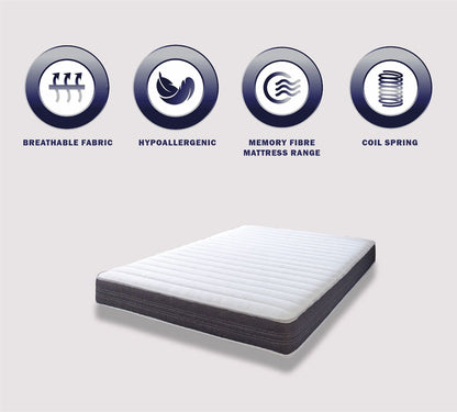 Extreme Comfort Sirocco Airflow Grey 18cms Deep Hybrid Spring & Memory Fibre Mattress, 3ft Single (3ft x 6ft3, 90cm x 190cm)