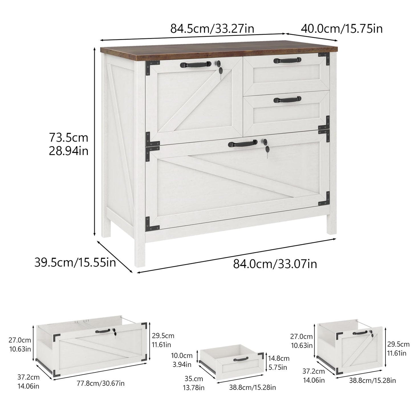 BonVache Wood Lateral File Cabinet with 4 Drawer for Hanging Files Letter/A4/Legal Size, Large Farmhouse Filing Cabinets with Lock for Home Office