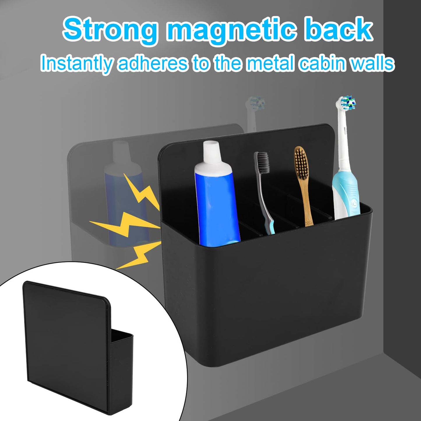 Magnetic Toothbrush Holder with Spacers, Plastic Wall-Mounted Bathroom Organizer Portable Cruise Essentials for Alaska & Caribbean Cruise Stateroom
