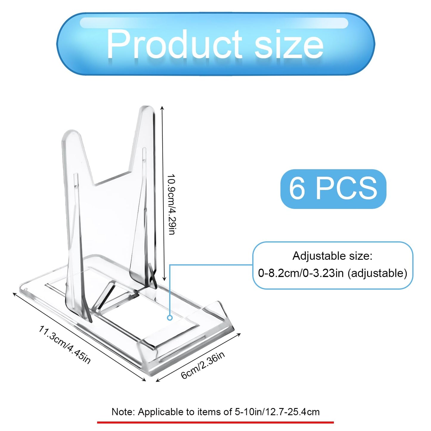 Gosknor 6pcs Acrylic Book Stand for Display, Clear Plastic Book Holder Collector Display Stand Book Easel Photo Stand for Home Office Comic Book