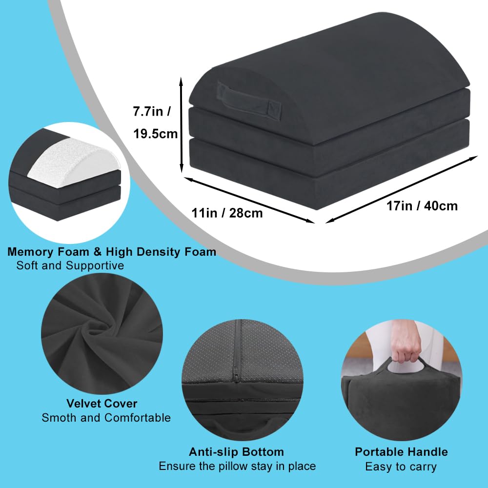 TokSay Under Desk Foot Rest, 3 Adjustable Heights, Foam Foot Stool Black