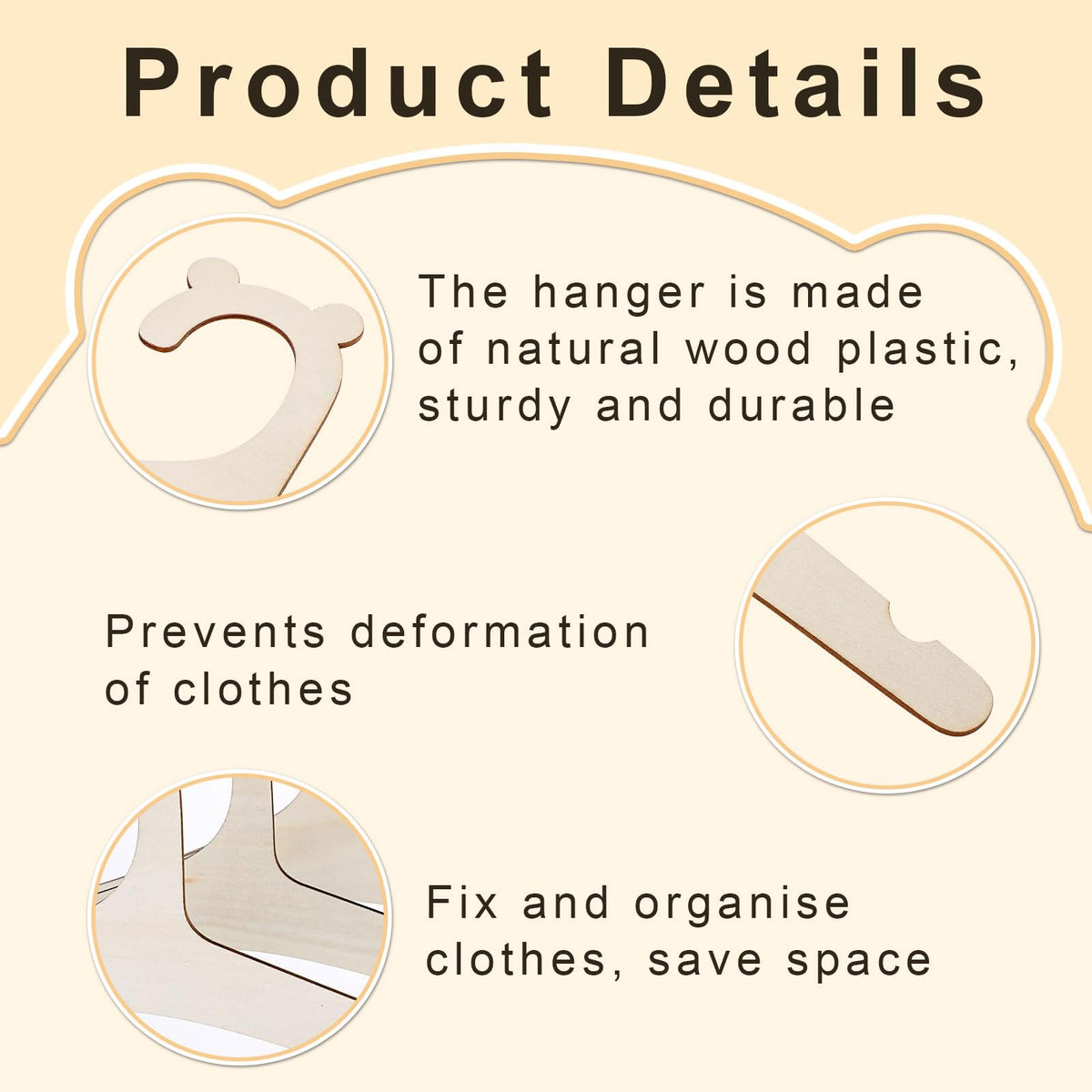 10 Pcs Baby Hangers, Wooden Baby Coat Hangers with Cute Bear Ears, Cute Toddler Infant Children Kids Clothes Hanger