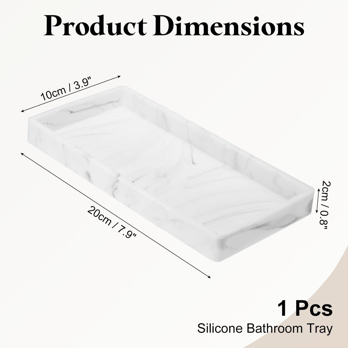 sourcing map Bathroom Vanity Tray, 7.9" x 3.9" Silicone Soap Dispenser Trays, Shatterproof Kitchen Sink Organizer for Soaps Keys Candle Trinket