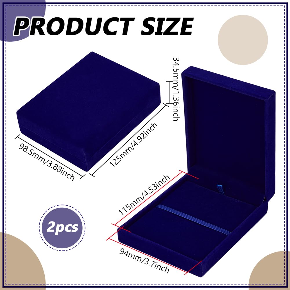 FINGERINSPIRE 2Pcs Single Medal Display Storage Box Midnight Blue Velvet Medal Case Rectangle Award Display Box Medals Organizer Boxes Velvet Medals