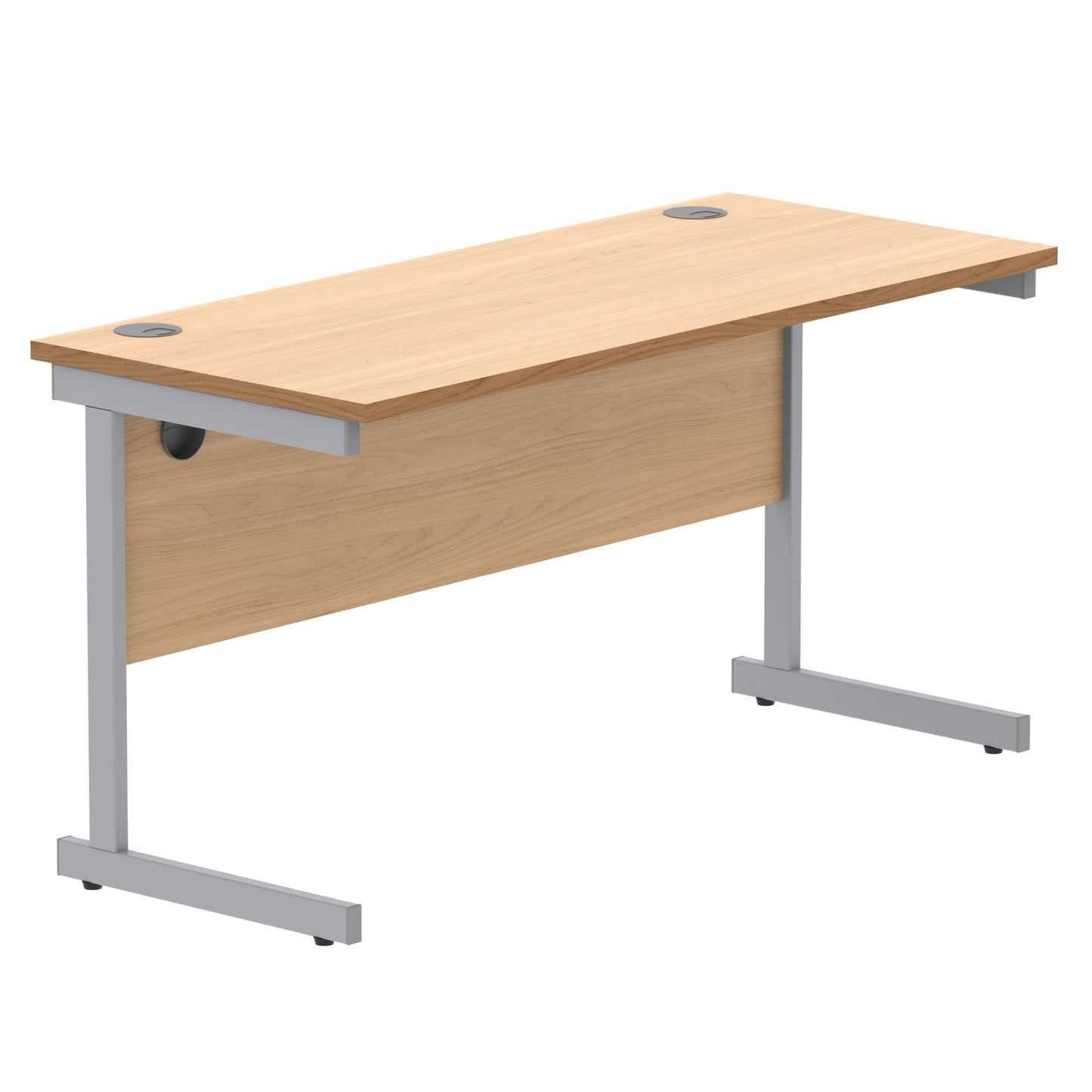 Office Hippo Essentials Rectangular Writing Computer Work Place, Home Office Desk with Cable Port Management, MFC, Norwegian Beech, 140x60cm