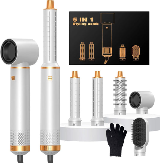Airbrush 5 in 1, Air Styler, 5 in 1 Hair Styler with Hair Dryer Ionic, Auto Air Curler, Hot Hair Brushes for Hair Styling, Dry, Curl, Straighten,