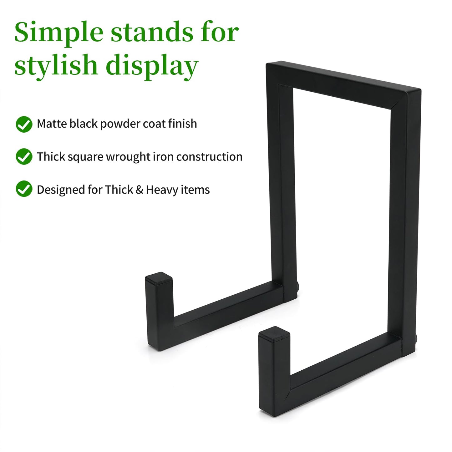 Ronyes 2-Pack Large Metal Plate Display Stands, 20-35 cm, Black Finish