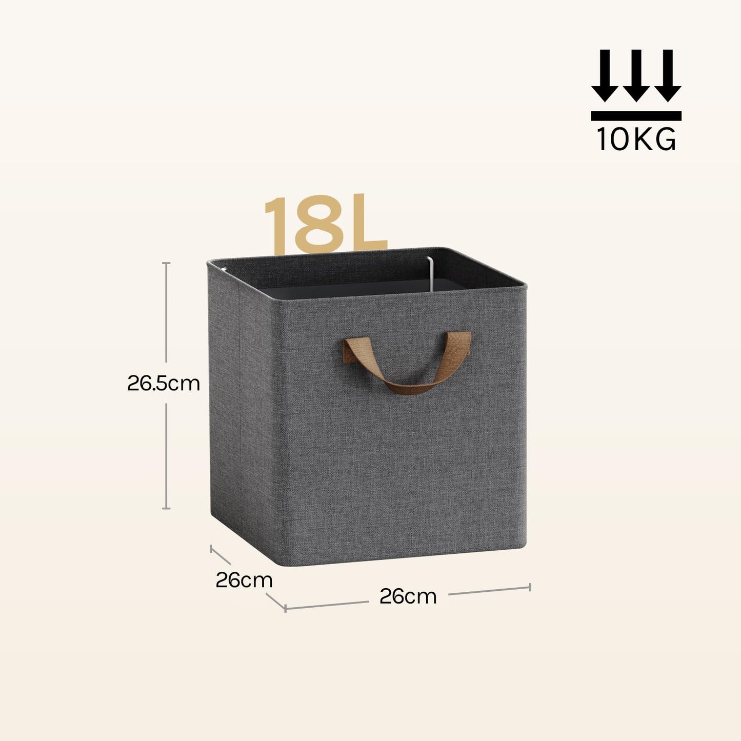 WOLTU Storage Boxes Set of 5, Storage Baskets, Folding Wardrobe Cube Boxes, with Handle and Metal Frame, for Living Room/Bedroom/Study, Linen