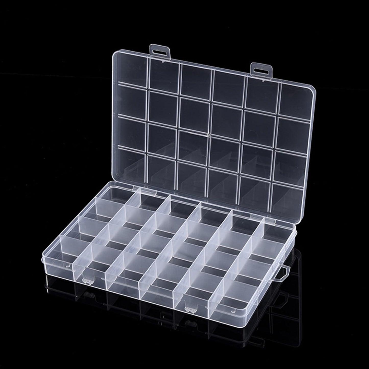 2pcs Plastic Organizer Container Box with Adjustable Dividers, 36 Grids Clear Plastic Parts Organizer Box Compartment Container for Bead, Nail