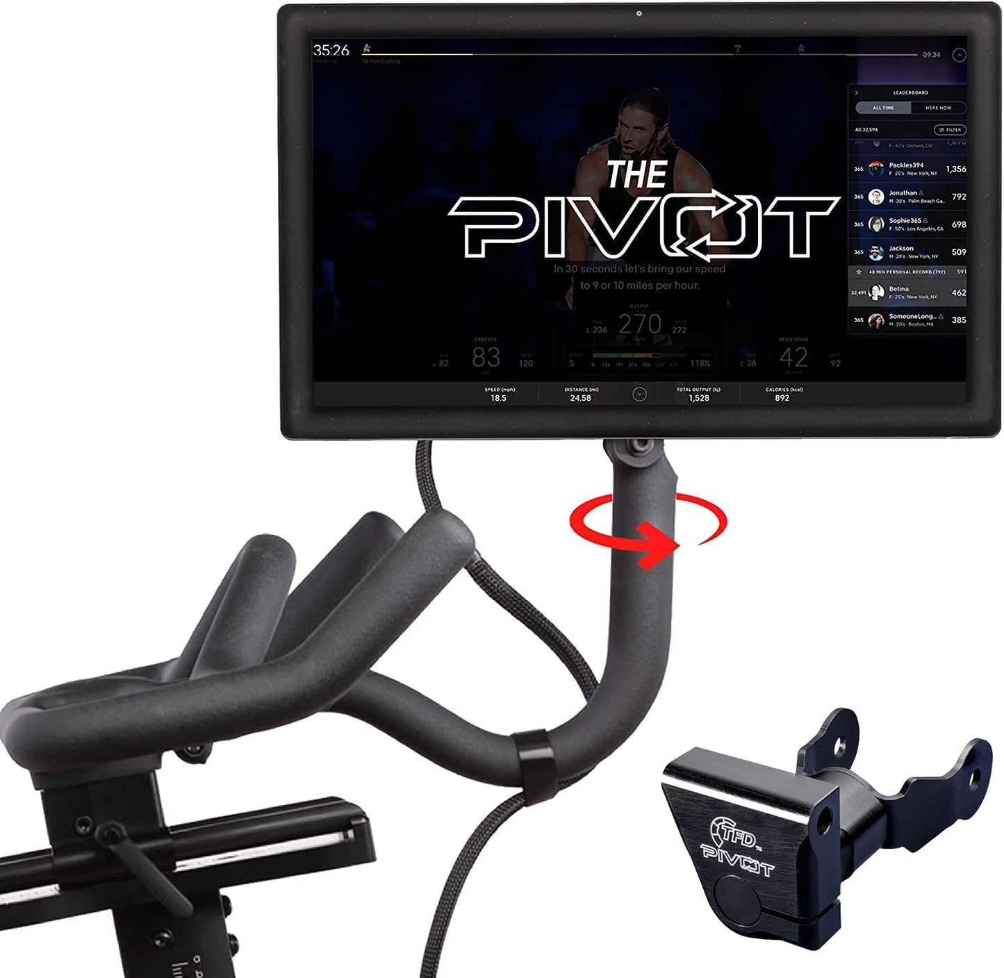 TFD The Pivot for Peloton Bikes (Original Models), Made in USA | 360? Movement Monitor Adjuster - Easily Adjust & Rotate Your Peloton Screen | Peloton