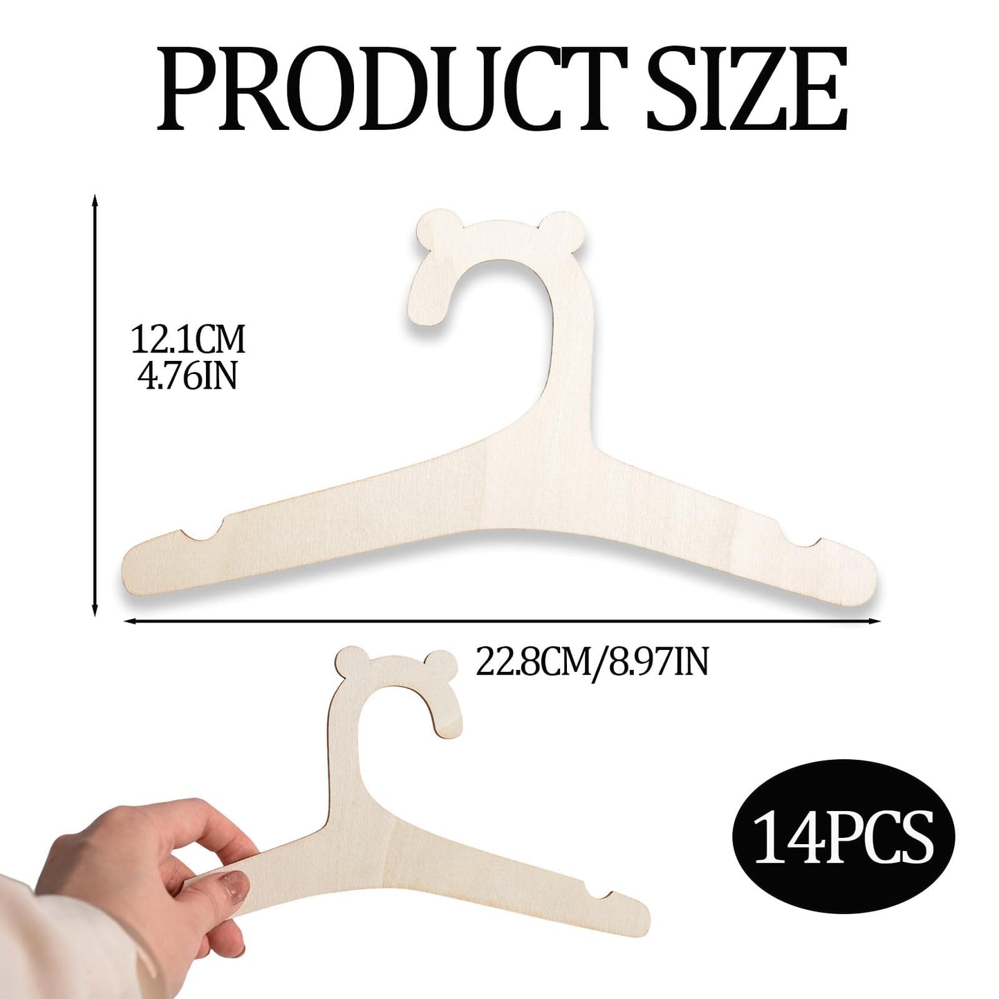 Weilin 16 Pcs Baby Hangers, Wooden Baby Clothes Hangers for Newborn Clothes, Pants, Dresses, Blouses, Space Saving and Cute Animal Shaped Hooks