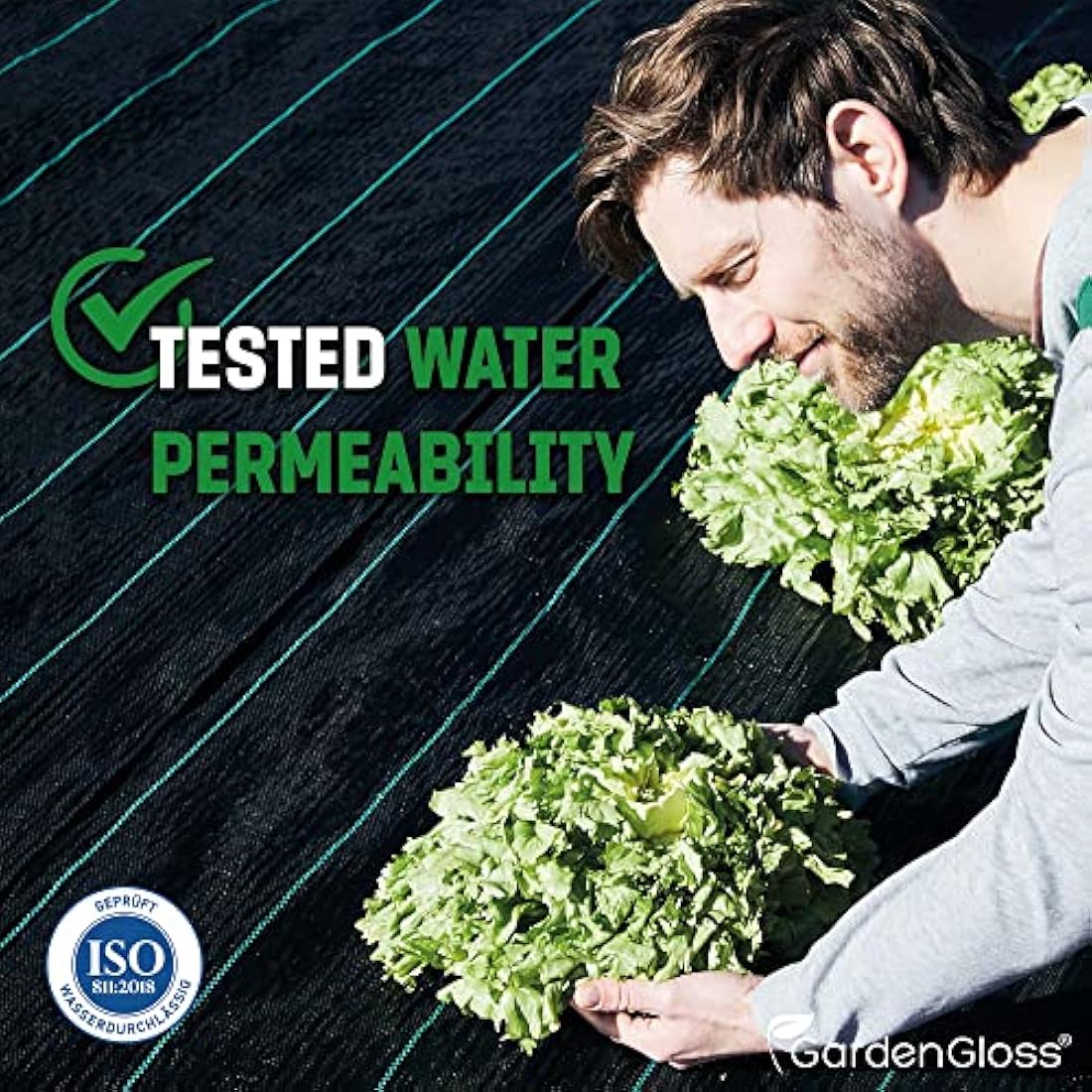 GardenGloss 10m2 Weed Control Fabric (100gsm) - Water Permeable and Tearproof Weed Barrier Fabric - Weed Control Membrane with High UV-Stabilisation (5m x 2m, folded)