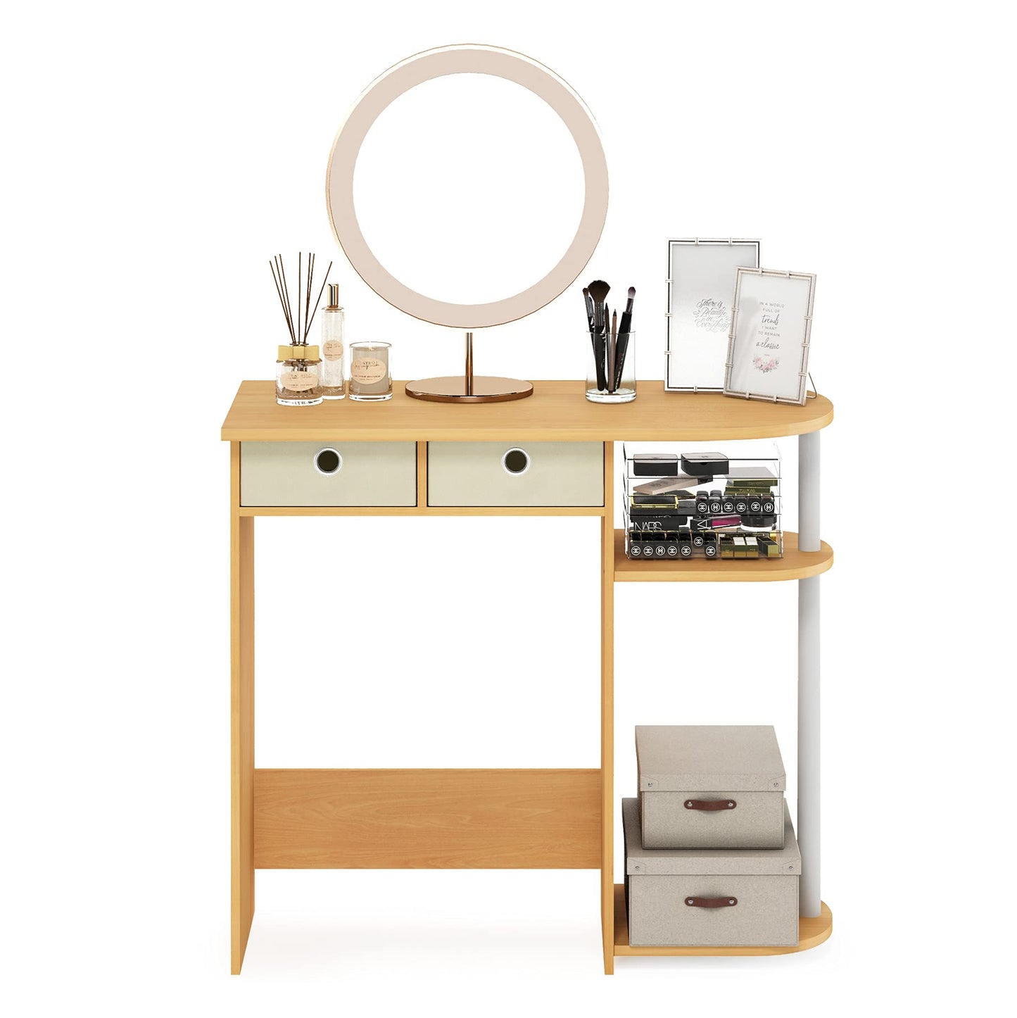 Furinno Go Green Home Laptop Notebook Computer Desk, Study Desk, Writing Desk, Beech/Ivory/White